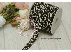 Fold Over Elastic - Print (Brown Leopard))  - 2m length